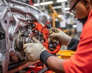 Car door assembly in progress, industrial machinery stock images ai, midjourney prompt ideas