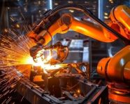 The robot arm moves with precision, industrial machinery stock images ai, midjourney prompt ideas