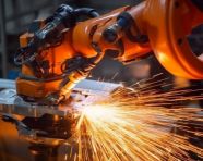 Precise robot arm in action, industrial machinery stock images ai, midjourney prompt ideas