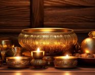 Golden glow of oriental candles, diwali festival stock image, diwali festival ai prompt
