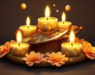 Beautiful diya lamp and candles for diwali, diwali festival stock image, diwali festival ai prompt