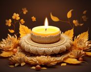 Diya lamp and candles in traditional indian style, diwali festival stock image, diwali festival ai prompt