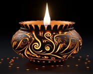 Diwali lamp pattern with candle on black background, diwali festival stock image, diwali festival ai prompt