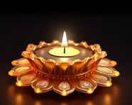 Golden diya lamp with burning flame, diwali festival stock image, diwali festival ai prompt