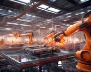 Robotic arm dominates production line, industrial machinery stock images ai, midjourney prompt ideas