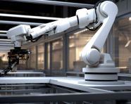 Should convey the precision and efficiency of the robot arm the robot arm should be picking up the product with ease and the product, industrial machinery stock images ai, midjourney prompt ideas