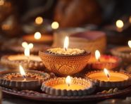 Clay candle holders india, diwali festival stock image, diwali festival ai prompt