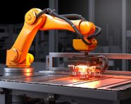 Robotic arm demonstrates its dexterity, industrial machinery stock images ai, midjourney prompt ideas
