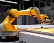 Precision robot arm fulfills its task, industrial machinery stock images ai, midjourney prompt ideas