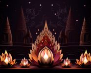 Indian temples and diyas, diwali festival stock image, diwali festival ai prompt