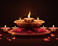 The beautiful lights of the pooja lit with diyas vector illustration, diwali festival stock image, diwali festival ai prompt