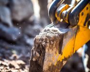 Jackhammer demolition in action, industrial machinery stock images ai, midjourney prompt ideas