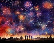 Colorful fireworks light up the night, diwali festival stock image, diwali festival ai prompt