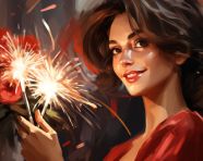A beautiful woman holding some sparklers, diwali festival stock image, diwali festival ai prompt