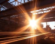 Crane lifts steel beams, industrial machinery stock images ai, midjourney prompt ideas