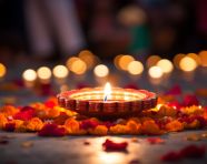The diya is in the foreground, diwali festival stock image, diwali festival ai prompt