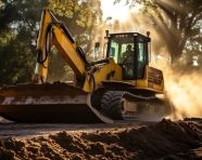 Bulldozer clearing land, industrial machinery stock images ai, midjourney prompt ideas