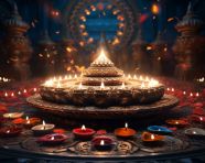 Colorful diyas light up the night, diwali festival stock image, diwali festival ai prompt