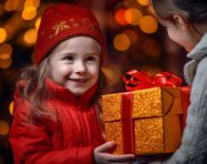 Girl excited for gift, christmas stock image ai, christmas stock photos ai