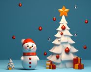 Christmas snowmen by the tree, christmas stock image ai, christmas stock photos ai