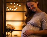 Pregnant woman caressing her baby bump, pregnant women pictures, maternity photos