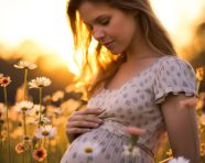 Regnant woman nurtures life in field of wildflowers, pregnant women pictures, maternity photos