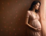 Pregnant woman wearing polka dot dress, pregnant women pictures, maternity photos