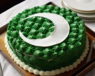Pakistan flag cake decorated in green and white, pakistan independence day photos