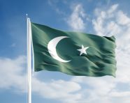 Pakistan flag against a clear blue sky, pakistan independence day photos