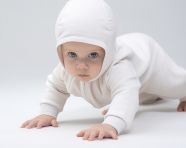 A baby crawling on a white background, ai baby prompt, baby ai art