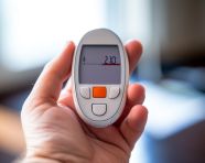 Woman testing blood sugar with personal glucose meter, diabetes concept