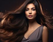 Beautiful young woman with long brown hair, beautiful girl with long hair