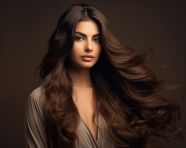 Confident young woman with long hair, beautiful girl with long hair