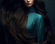 Strong young woman with confident hair, beautiful girl with long hair