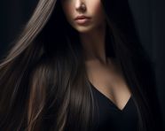 Woman with straight hair looking away, beautiful girl with long hair