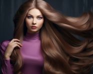 Woman with long hair holding it up, beautiful girl with long hair