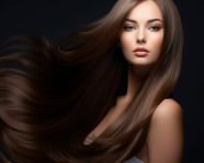 Brunette with flowing hair, beautiful girl with long hair