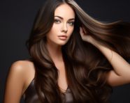 Long smooth brunette hairstyle, beautiful girl with long hair