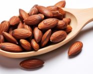 Almonds on a white background, almond image