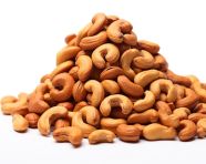 The pile of cashews on a white background, cashew image