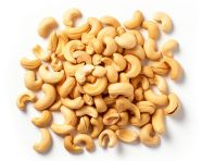 Roasted cashews on white background, cashew image