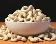 Pure cashews in a white bowl, cashew image