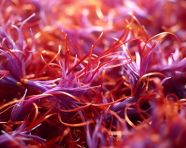 Saffron spice in a mortar and pestle, saffron flower image