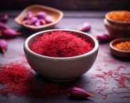 Saffron rice cooking in a pot, saffron flower image
