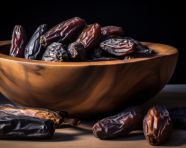 Dates in a wooden bowl, sweet dates image
