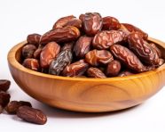 Dates dry in bowl on white background stockphoto, sweet dates image