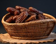 Dried dates in basket, sweet dates image