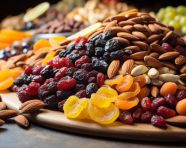 A pile of almonds and dried fruits, dry fruits mix image