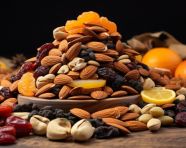A bounty of almonds and dried fruits, dry fruits mix image