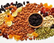 Mix dry fruits of nuts and seeds on a white background, dry fruits mix image
